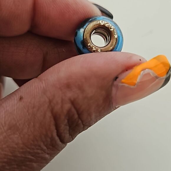 Murano Glass Bead 925 Blue/ Black - Picture 6 of 16